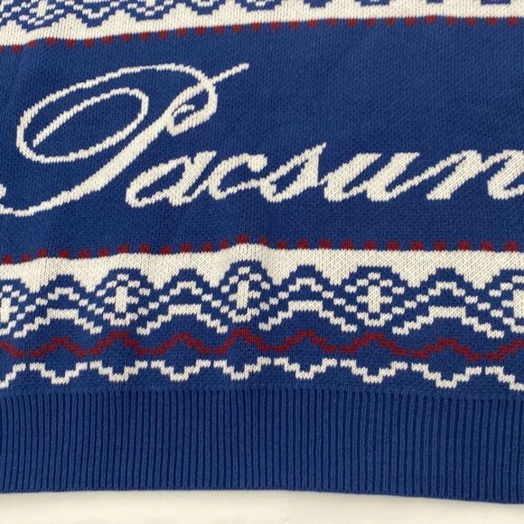 PacSun Fairisle Crew Sweater Large Chunky Nordic Ski Blue Heavyweight Large - Picture 7 of 14